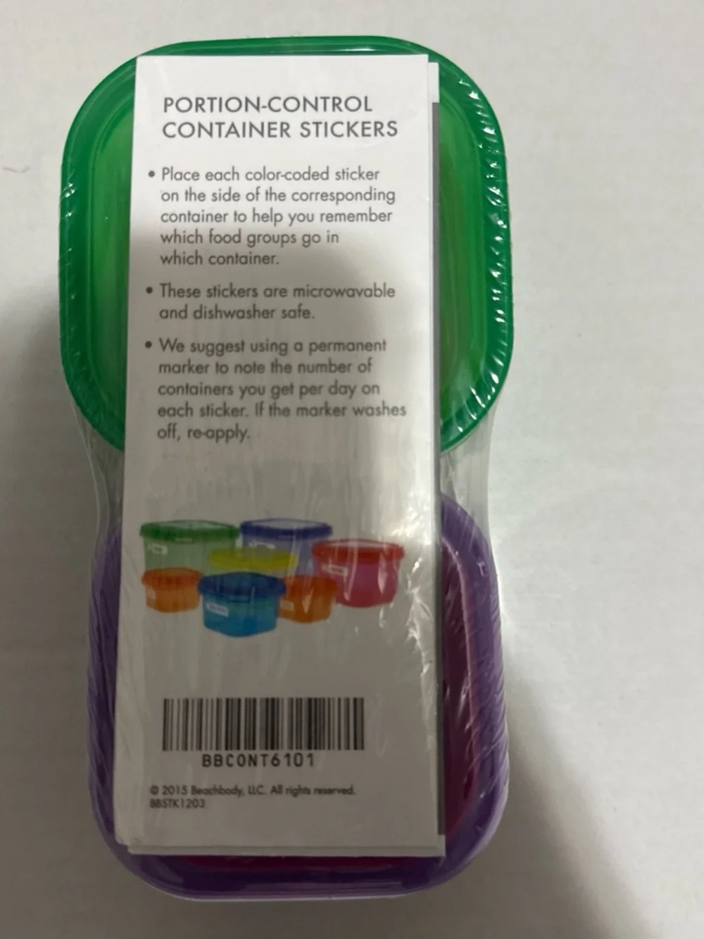 Portion-Control Container Stickers - Assorted Green & Purple